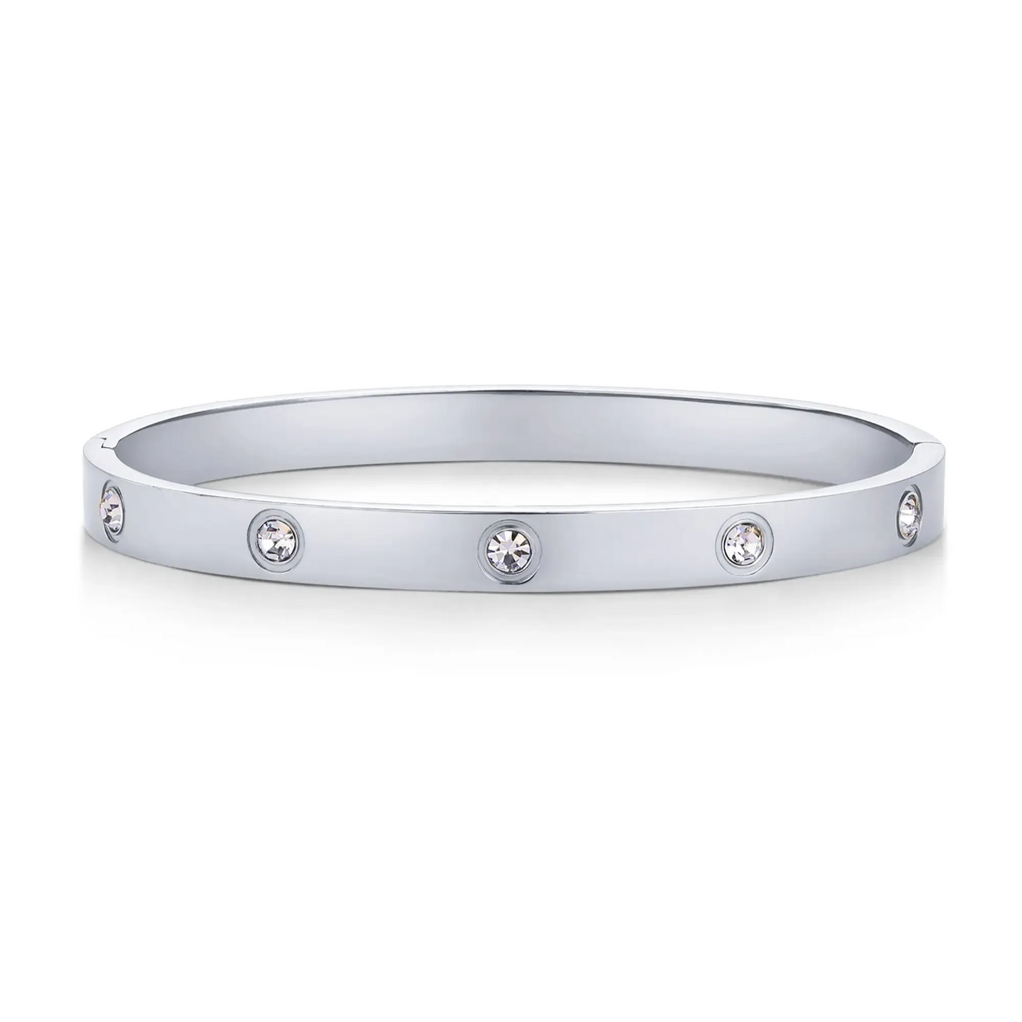 Gold Plated Hinged Cuff with Cubic Zirconia Fashion Trend Jewelry Waterproof Love Bangle Bracelet for Women