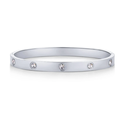 Gold Plated Hinged Cuff with Cubic Zirconia Fashion Trend Jewelry Waterproof Love Bangle Bracelet for Women