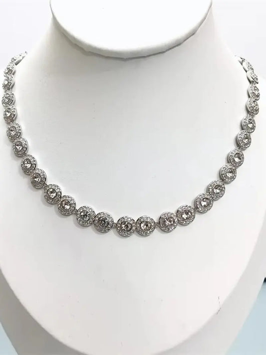 Women's Sparkling Rhinestone Tennis Chain Choker - Adjustable Elegant Fashion Necklace for Party & Daily Wear