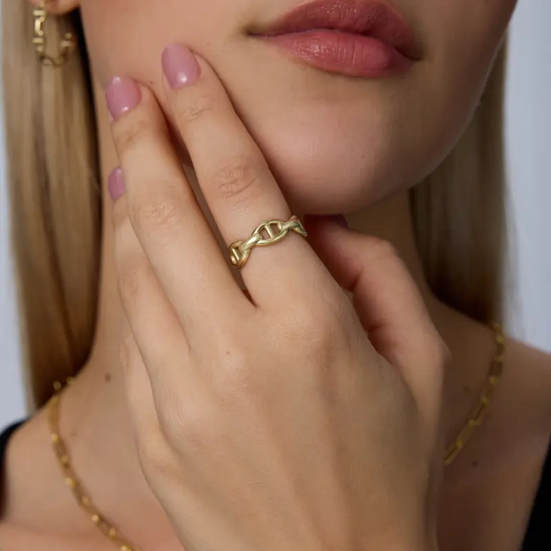 Stainless Steel Chain Ring Thin Stackable Finger Ring Edgy & Symbol-Focused