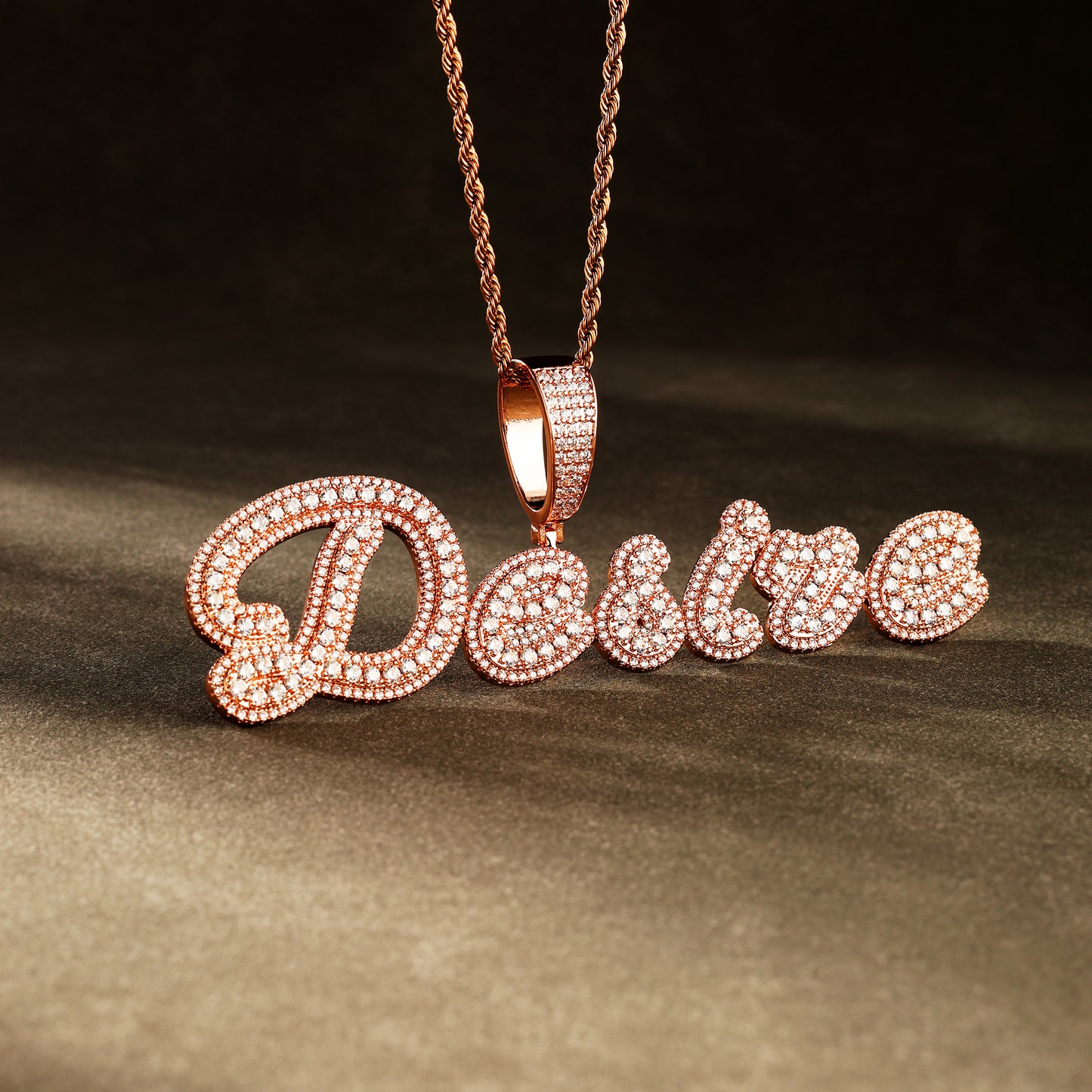 Custom Letter Pendant Necklace Rose Gold