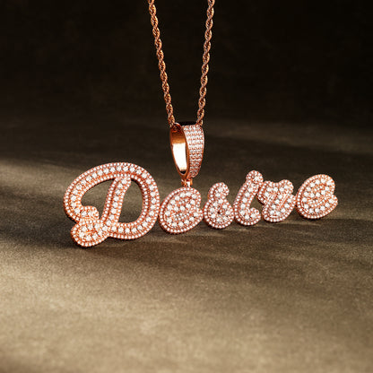 Custom Letter Pendant Necklace Rose Gold