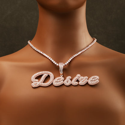 Custom Letter Pendant Necklace Rose Gold