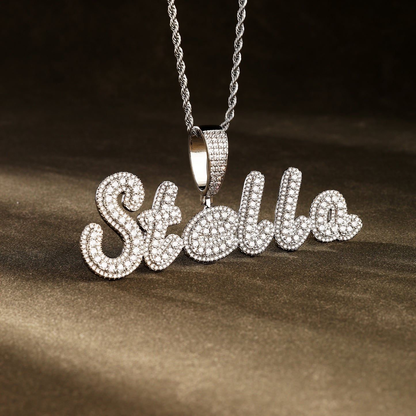 Custom Letter Pendant Necklace White Gold
