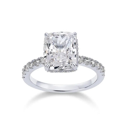 14K Gold Plated 3.5CT Square Radiant CZ Ring with Hidden Halo