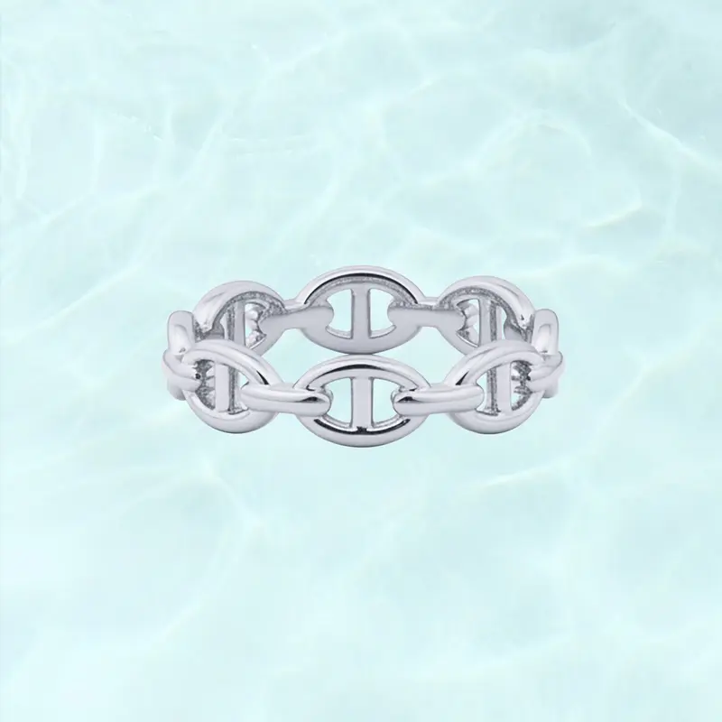 Stainless Steel Chain Ring Thin Stackable Finger Ring Edgy & Symbol-Focused