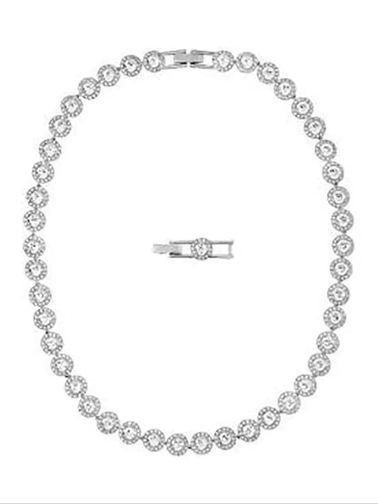 Women's Sparkling Rhinestone Tennis Chain Choker - Adjustable Elegant Fashion Necklace for Party & Daily Wear