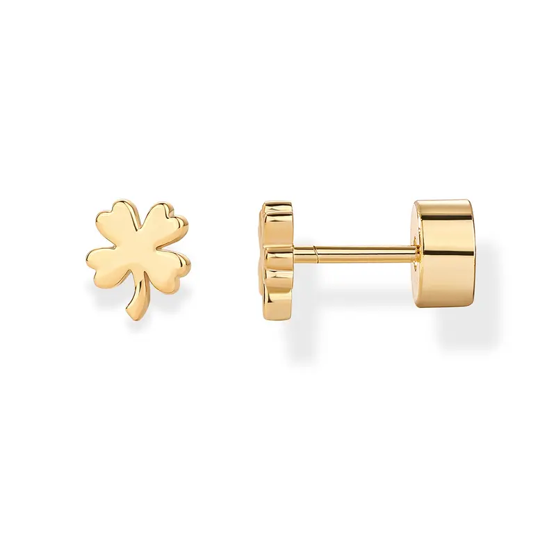 Tiny Clover  Earrings for Women  Silver Gold Flat Back Stud