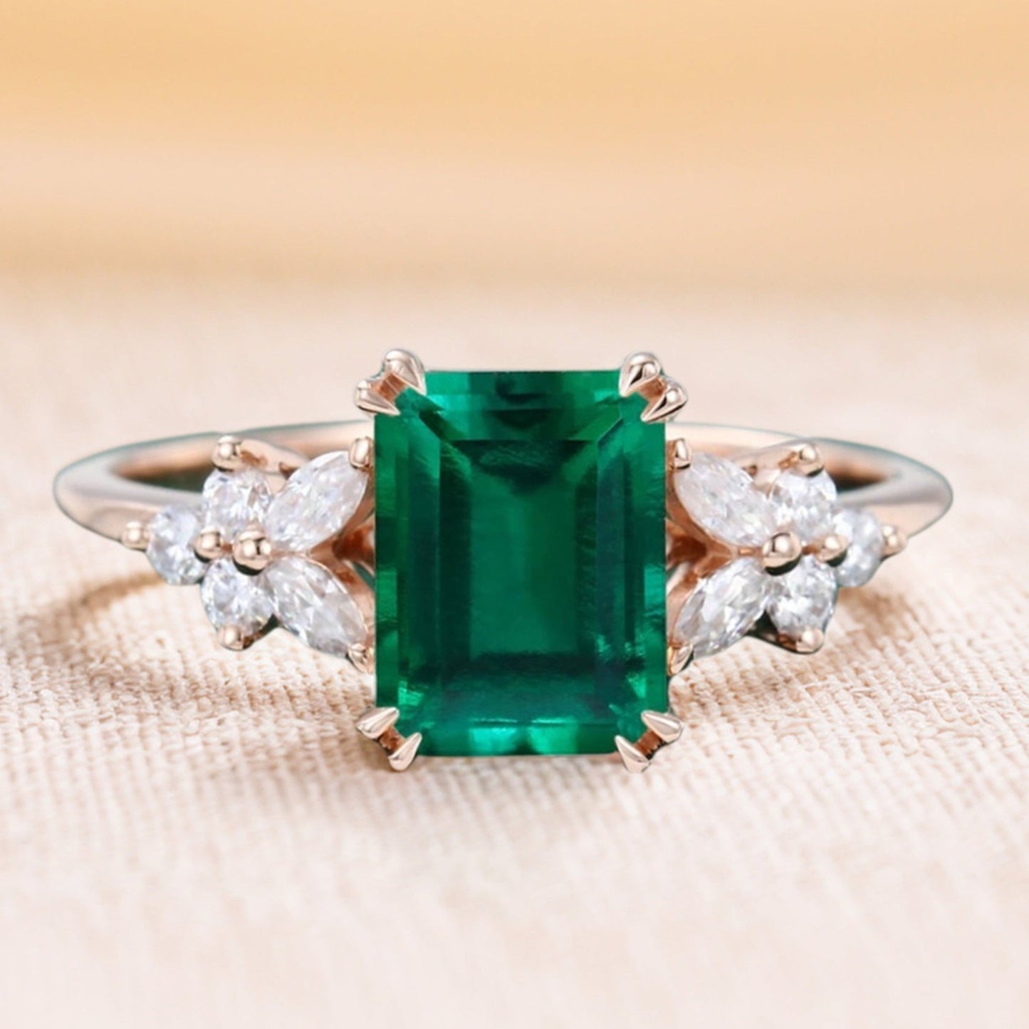 Emerald Cut Emerald Engagement Ring