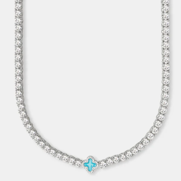 Baby Blue Tennis Gemstone Necklace