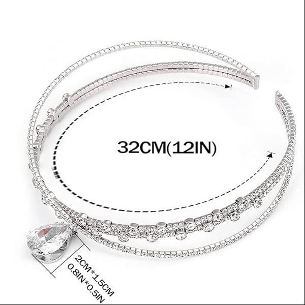Silver Rhinestone Choker Necklace Dazzling Crystal Row Necklace Party & Evening Jewelry