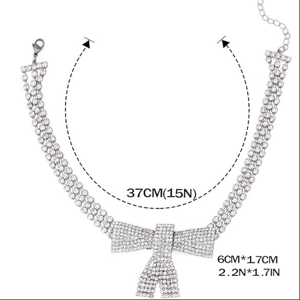 Silver Rhinestone Choker Necklace Dazzling Crystal Row Necklace Party & Evening Jewelry
