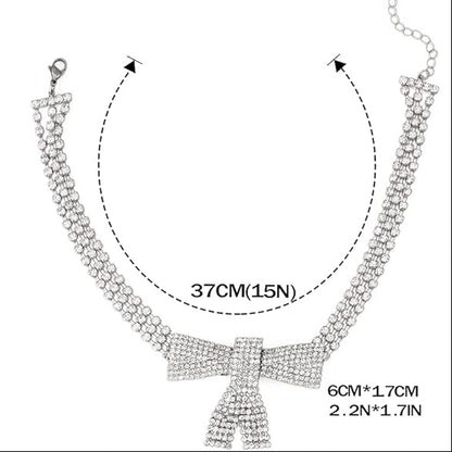 Silver Rhinestone Choker Necklace Dazzling Crystal Row Necklace Party & Evening Jewelry