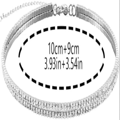 Silver Rhinestone Choker Necklace Dazzling Crystal Row Necklace Party & Evening Jewelry