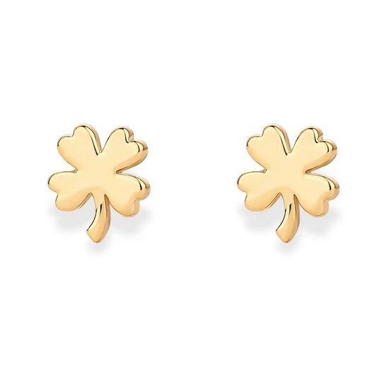 Tiny Clover  Earrings for Women  Silver Gold Flat Back Stud