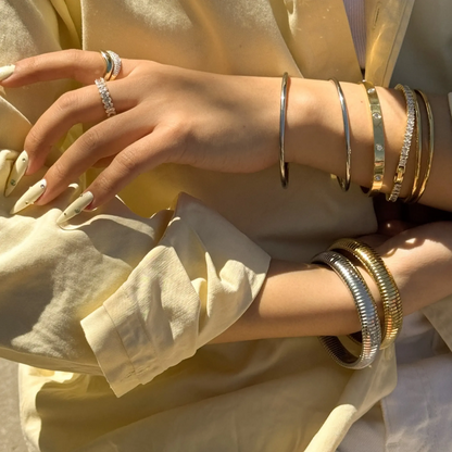 Gold Plated Hinged Cuff with Cubic Zirconia Fashion Trend Jewelry Waterproof Love Bangle Bracelet for Women