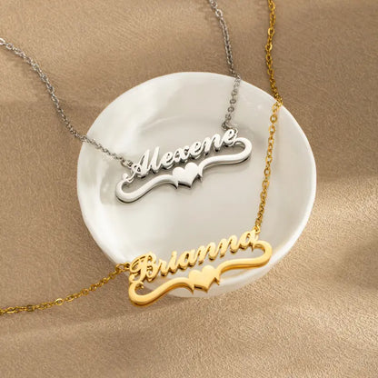 Personalized Double-Layer Stainless Steel Name Necklace – Customized Love Jewelry for Wife, Girlfriend & Mom