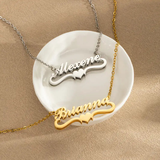 Personalized Double-Layer Stainless Steel Name Necklace – Customized Love Jewelry for Wife, Girlfriend & Mom