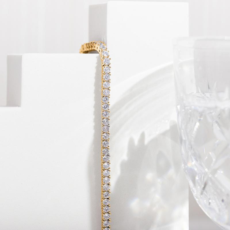 Gold Plated 3mm Cubic Zirconia Classic Tennis Bracelet