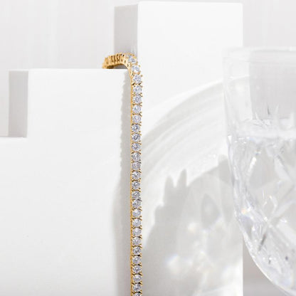 Gold Plated 3mm Cubic Zirconia Classic Tennis Bracelet