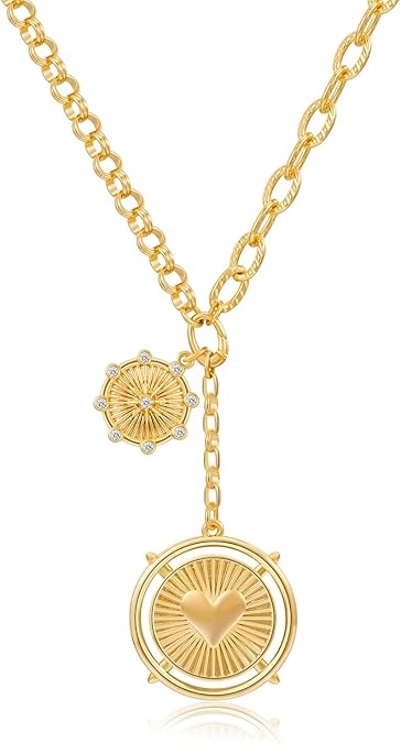 Bold Heart Statement Necklace: Chunky Gold Chain & Pendant