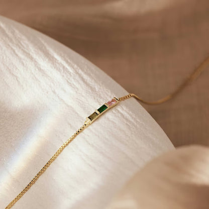 Gold Baguette Birthstone Bracelet