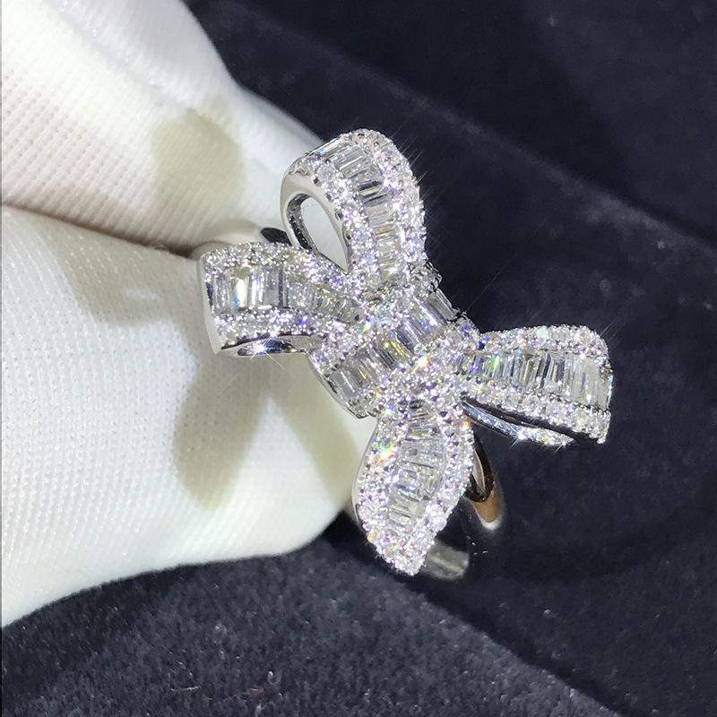 Silver Bow Knot Ring With CZ Stone