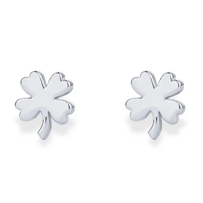 Tiny Clover  Earrings for Women  Silver Gold Flat Back Stud