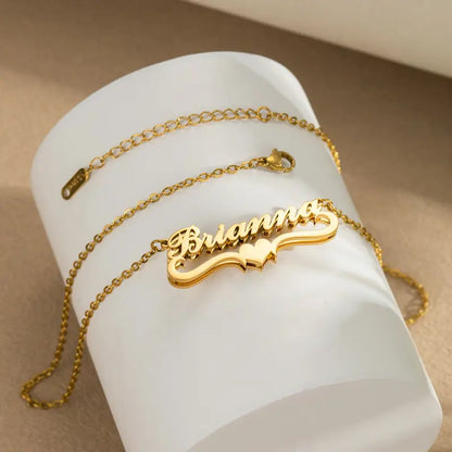Personalized Double-Layer Stainless Steel Name Necklace – Customized Love Jewelry for Wife, Girlfriend & Mom