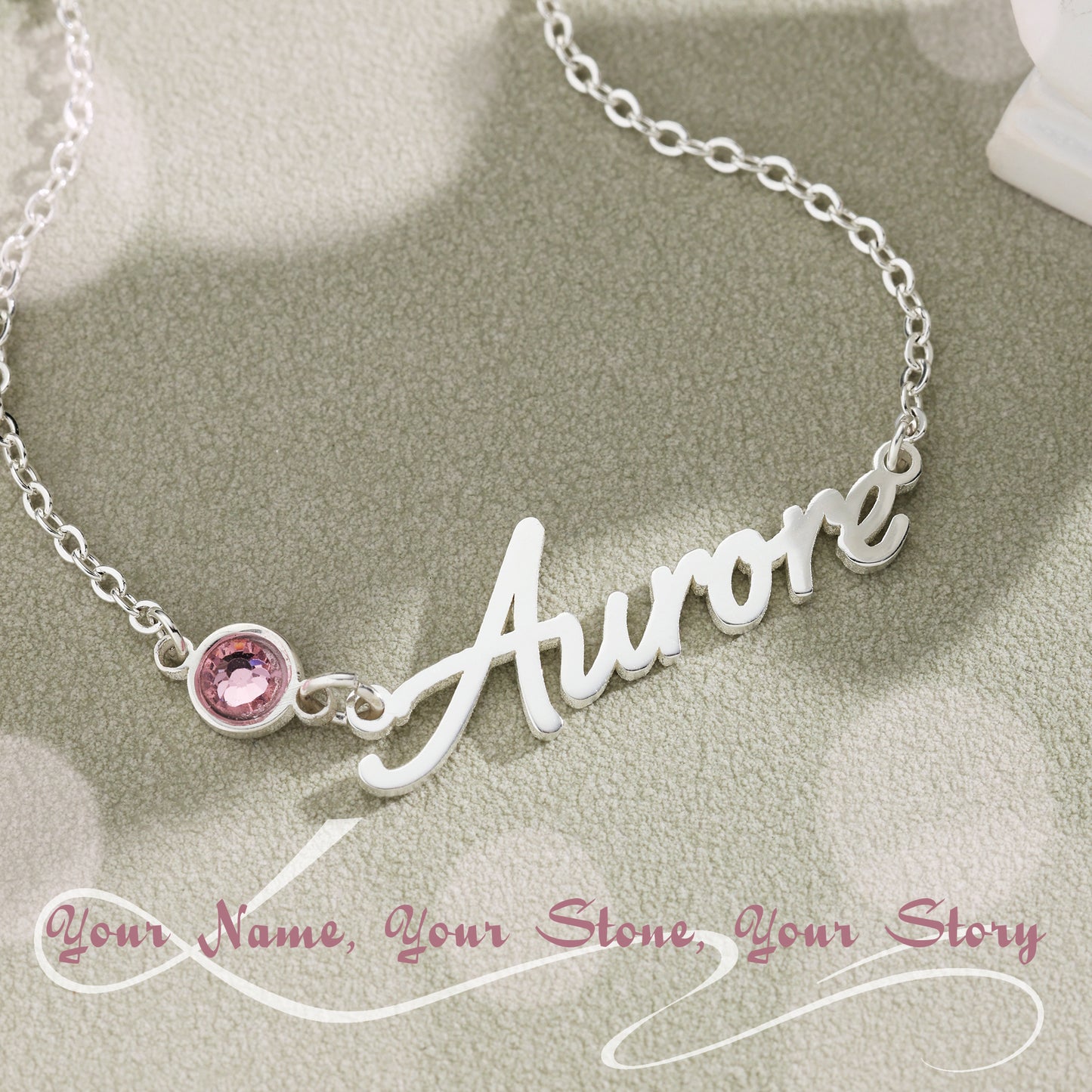 Heart Name Bracelet With BirthStone