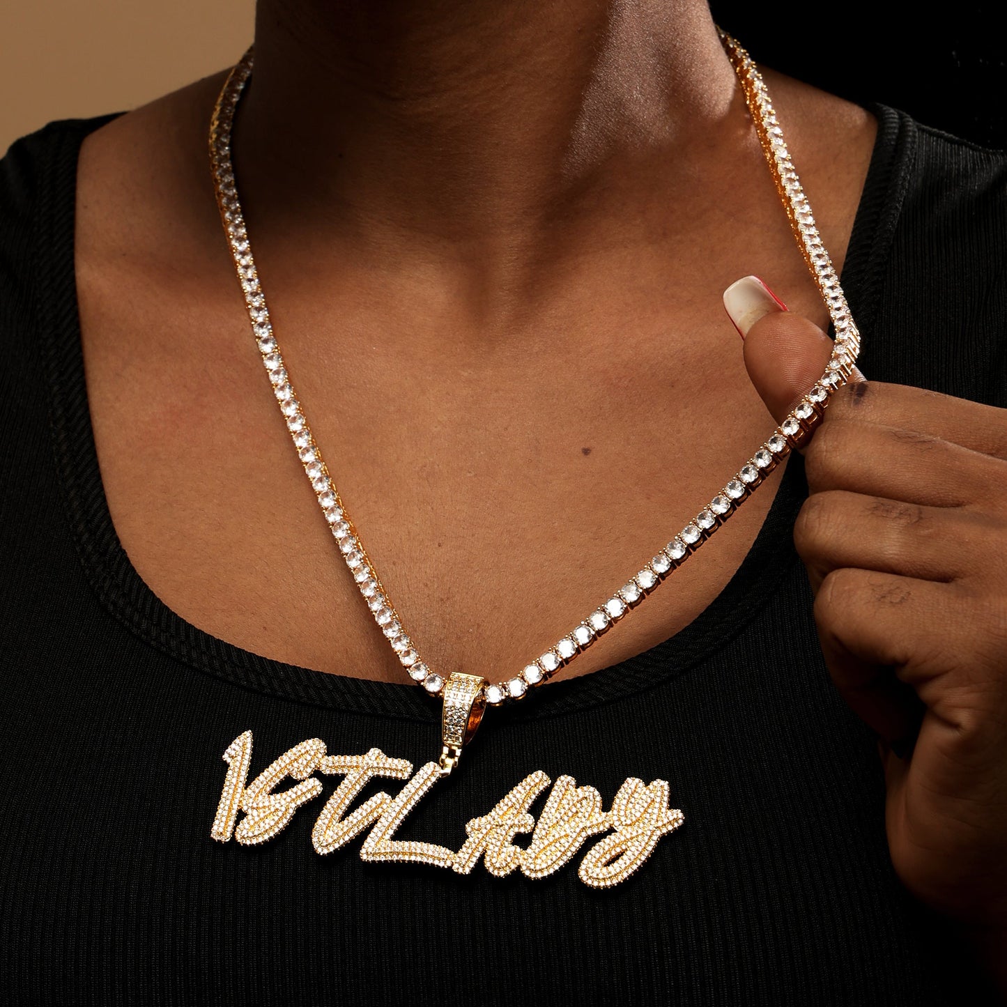 Custom Script Letter Pendant 18K Gold