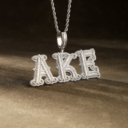 Custom Letter Pendant Necklace White Gold