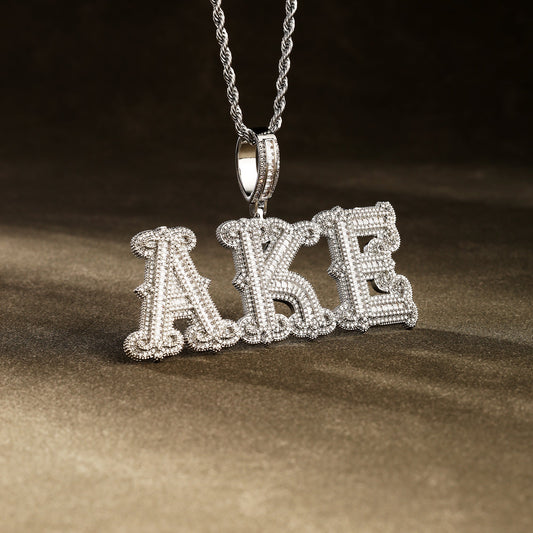 Custom Letter Pendant Necklace White Gold