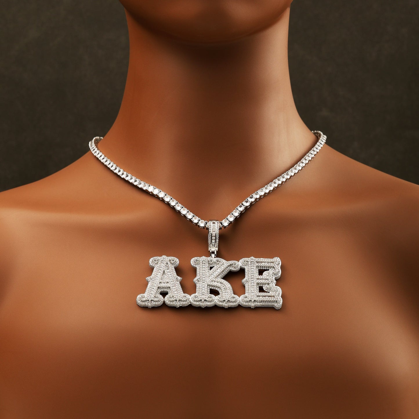 Custom Letter Pendant Necklace White Gold