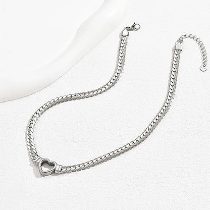 Hollow Heart Pendant Cuban Chain Heart Charms Choker