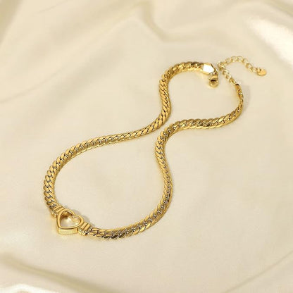 Hollow Heart Pendant Cuban Chain Heart Charms Choker
