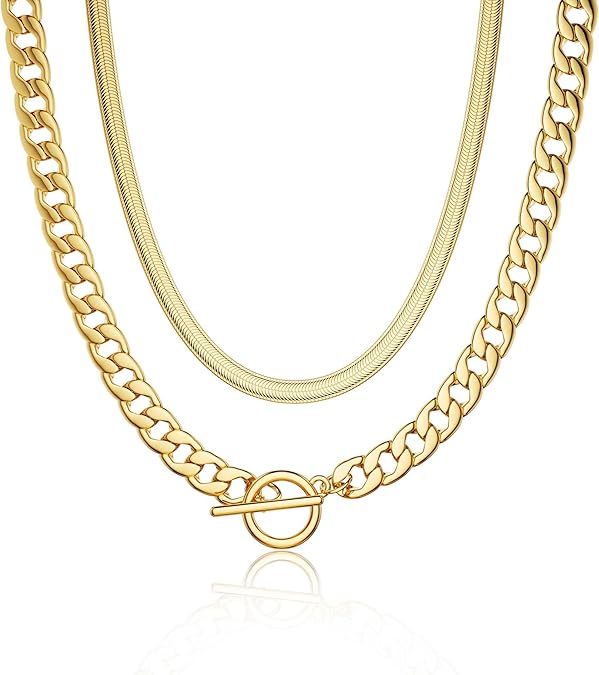 Chunky Paperclip Chain Necklace Heart Cross Pendant Cuban Layering Chain With Lock Clasp