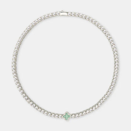 Light Green Motif Tennis Gemstone Necklace