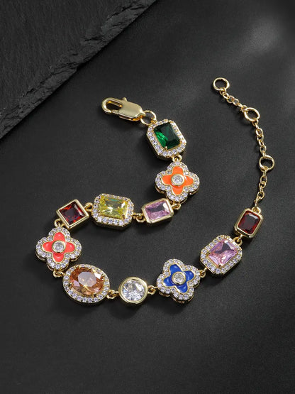 Vibrant Colorful Flower Cross Bracelet – Premium Copper Oil Drip Jewelry, Trendy Unisex Accessory & Thoughtful Gift