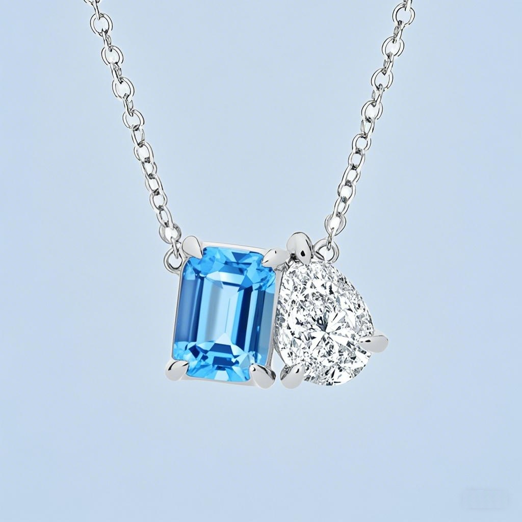Topaz and Diamond Two Stone Pendant