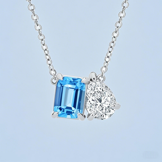 Topaz and Diamond Two Stone Pendant