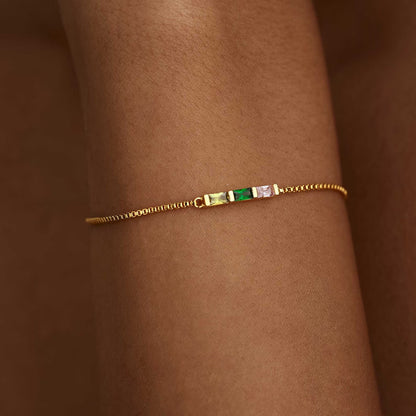Gold Baguette Birthstone Bracelet