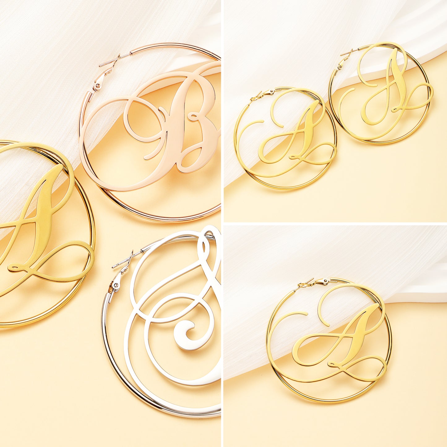 Large Circle Name Hoop Earrings