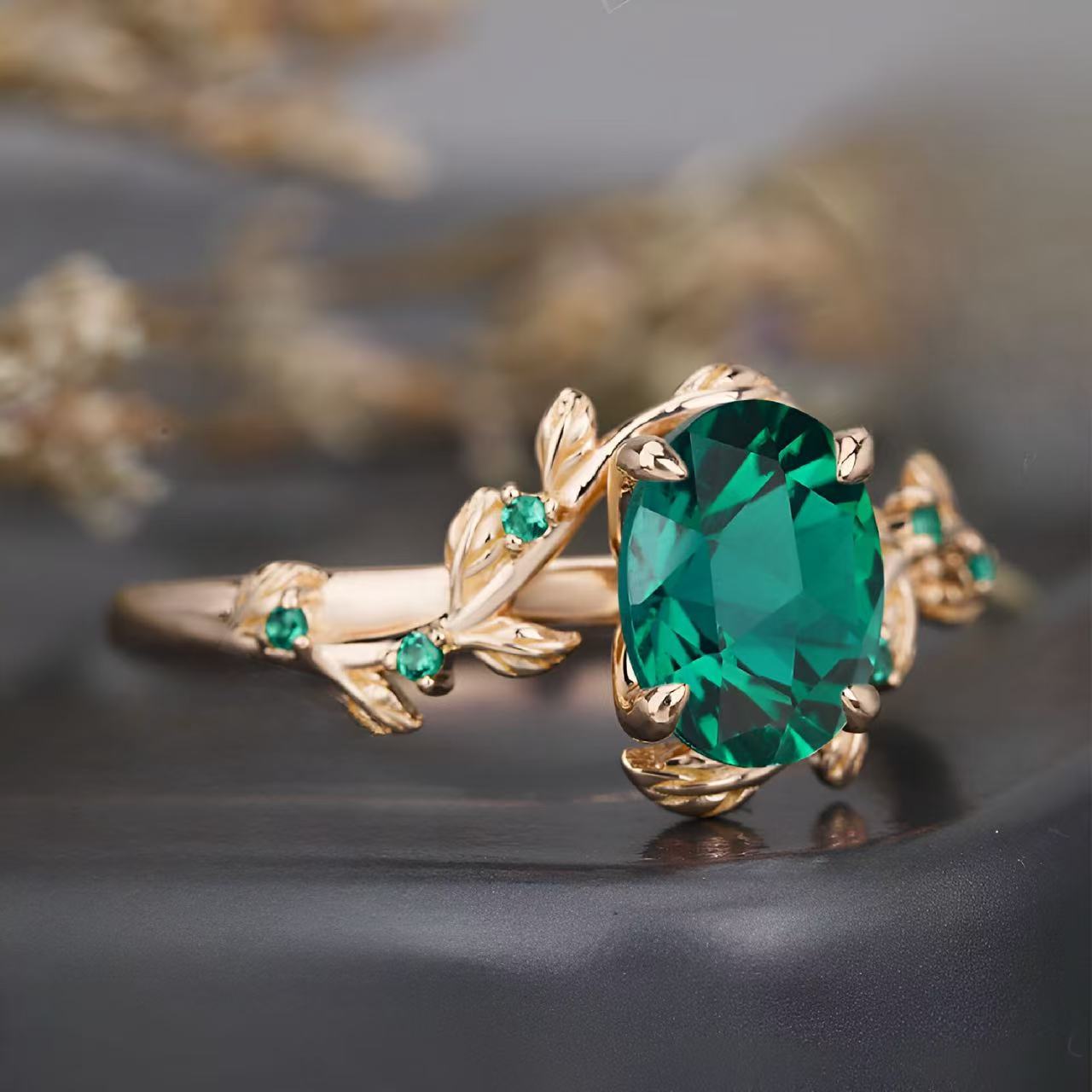 Art Deco Nature Inspired Leaf Wedding Ring