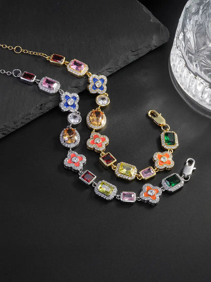 Vibrant Colorful Flower Cross Bracelet – Premium Copper Oil Drip Jewelry, Trendy Unisex Accessory & Thoughtful Gift