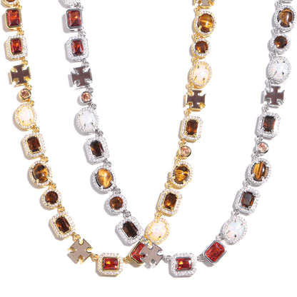 Desert Mirage Opal and Tiger's Eye Gemstone Necklace