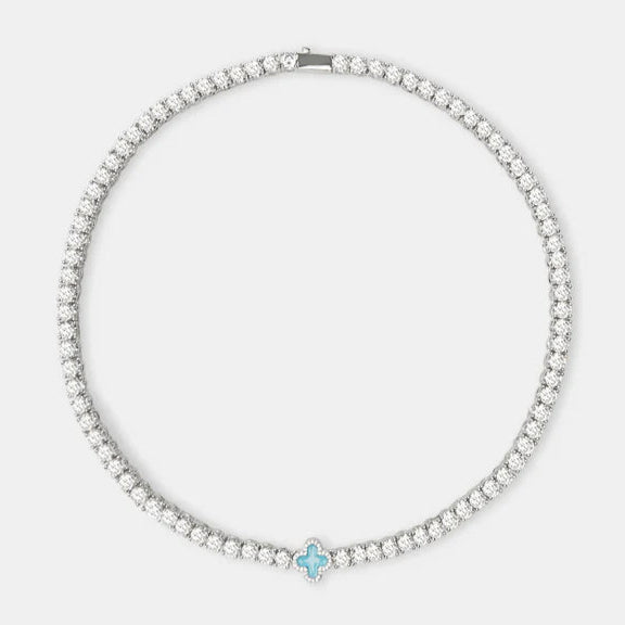 Baby Blue Tennis Gemstone Necklace