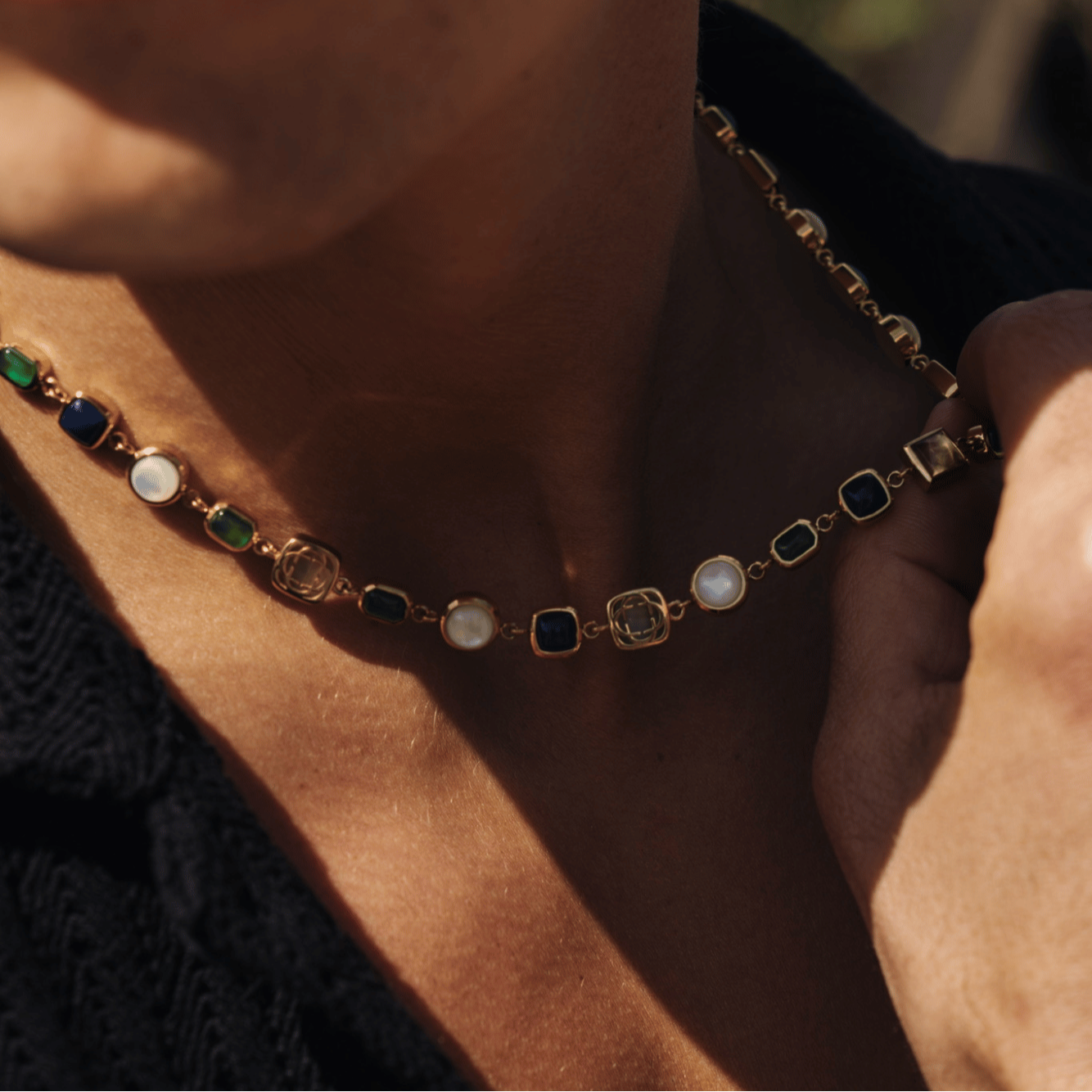 Blue Crystal Gemstone Necklace
