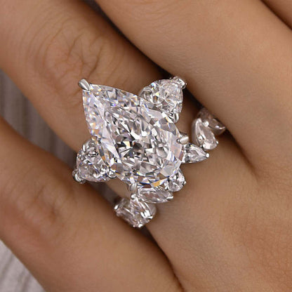 Luxury 8.0 Carat Pear Cut Three Stone Ring Set