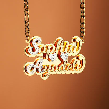 Double Name Double Heart Necklace